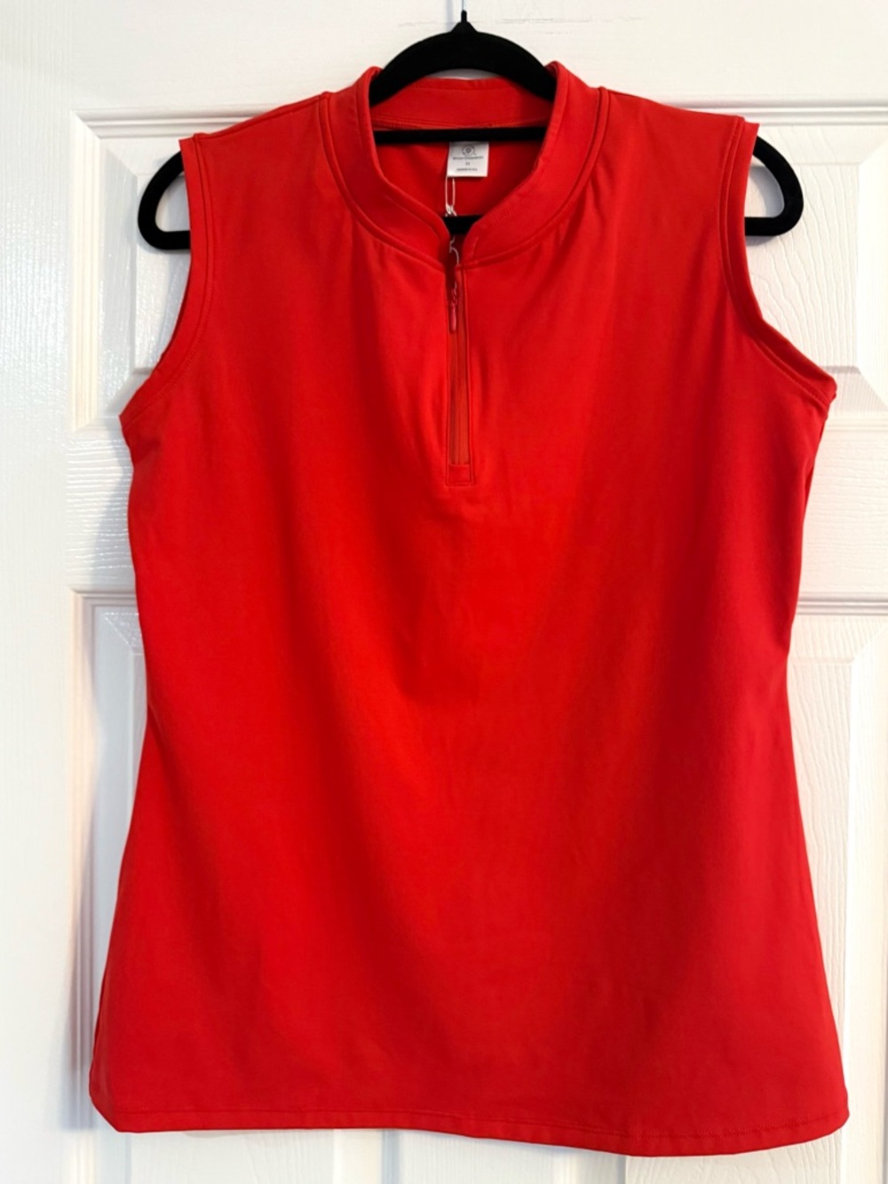 Women’s Sleeveless Red Quarter Zip Top